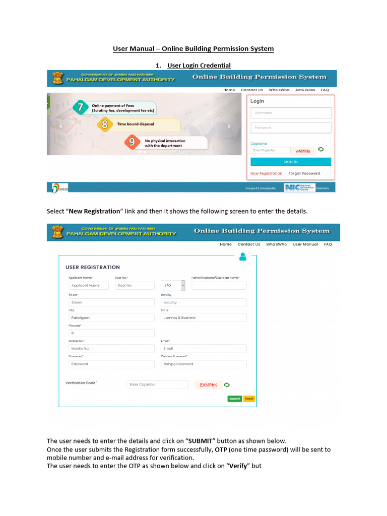 User Manual for Online Building Permissions | PDF