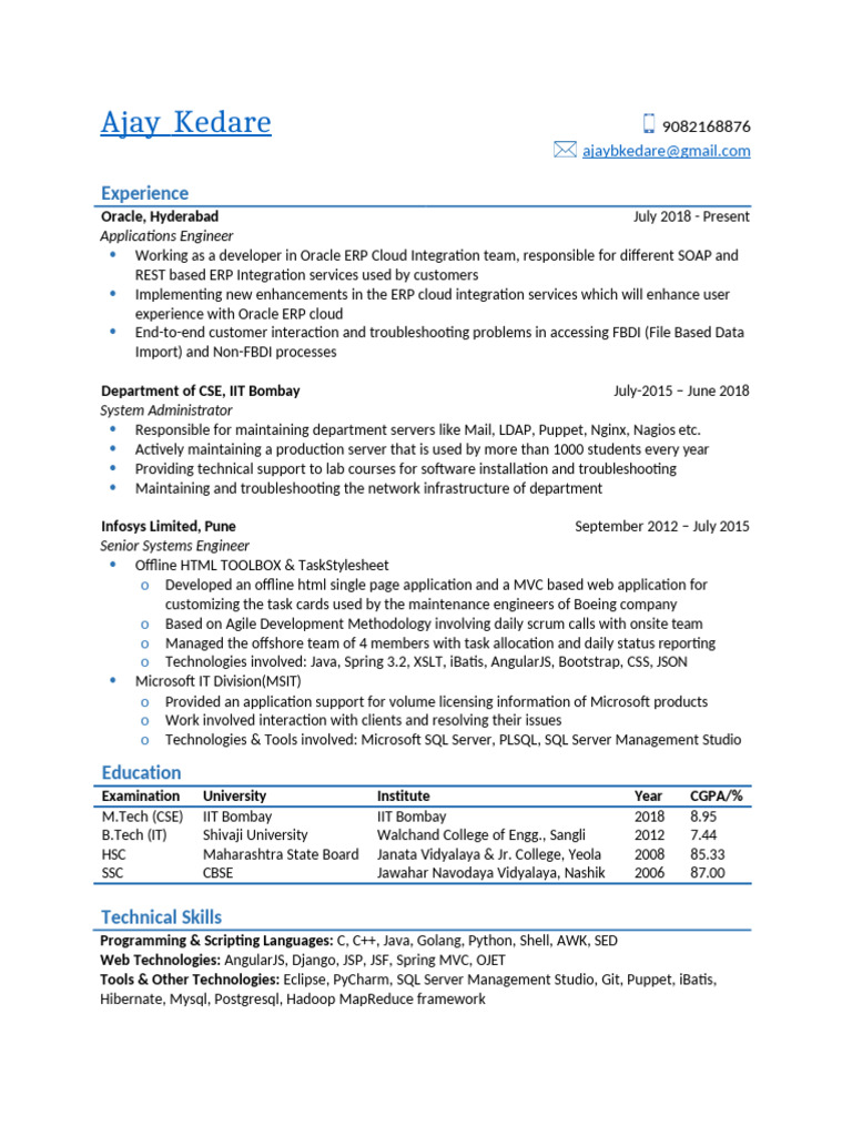 Ajay Kedare: ERP Developer & Systems Engineer | PDF | Postgre Sql ...