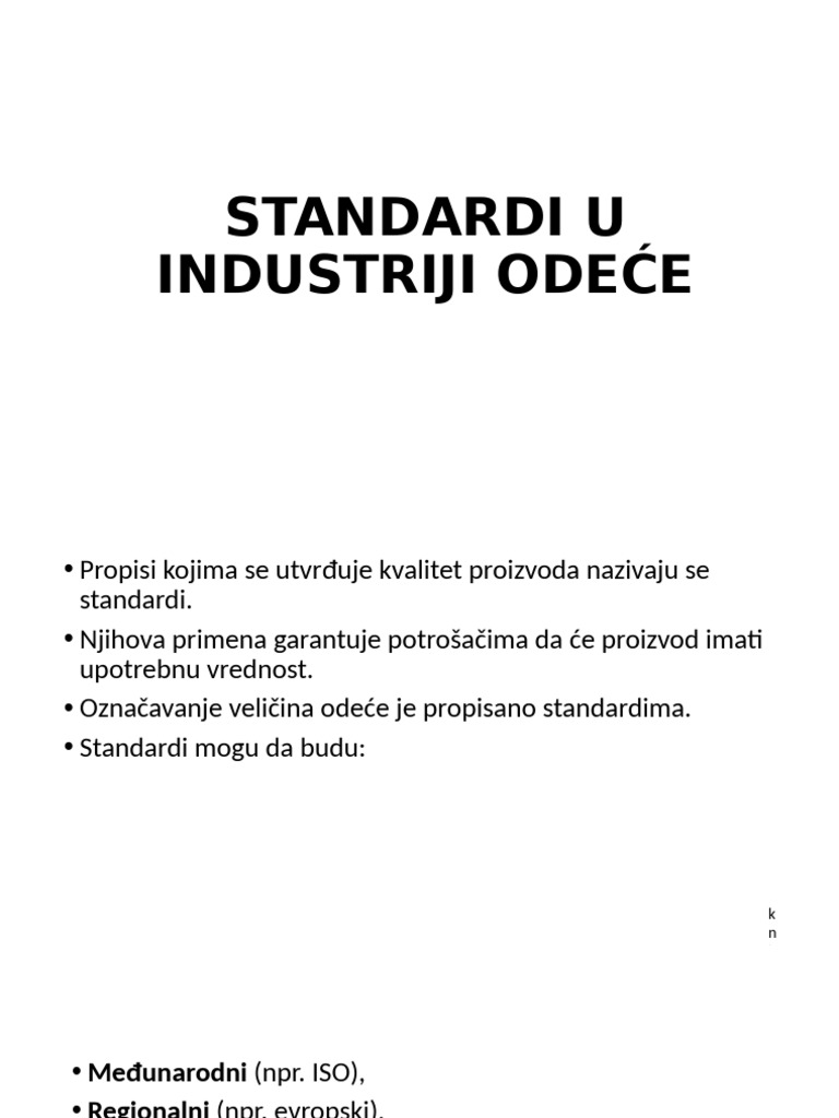 Standardi U Industriji Odeće | PDF