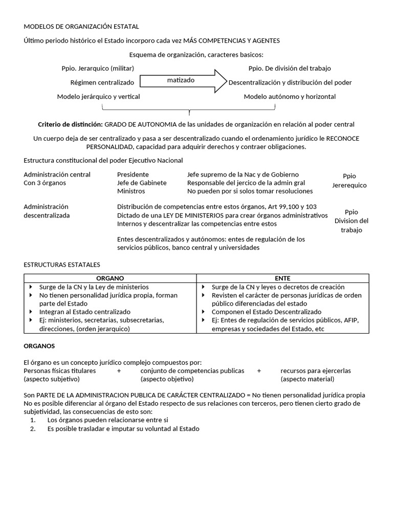 Modelos de Organización Estatal y Descentralización | PDF | Estado ...