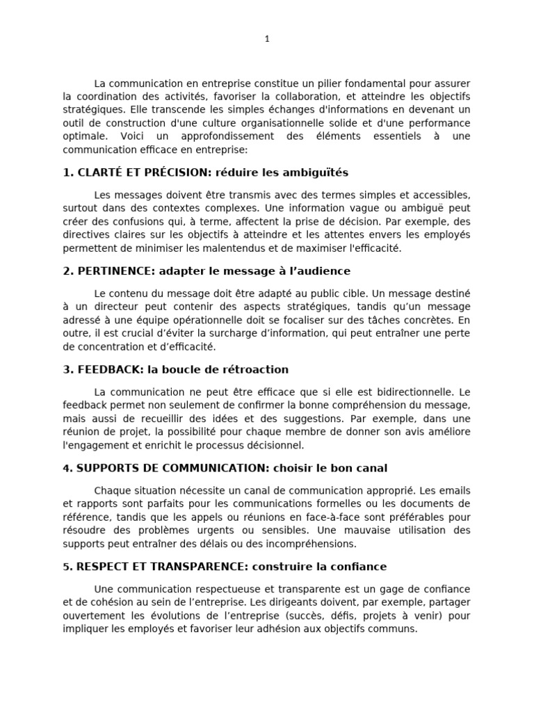 Communication efficace en entreprise | PDF | la communication ...