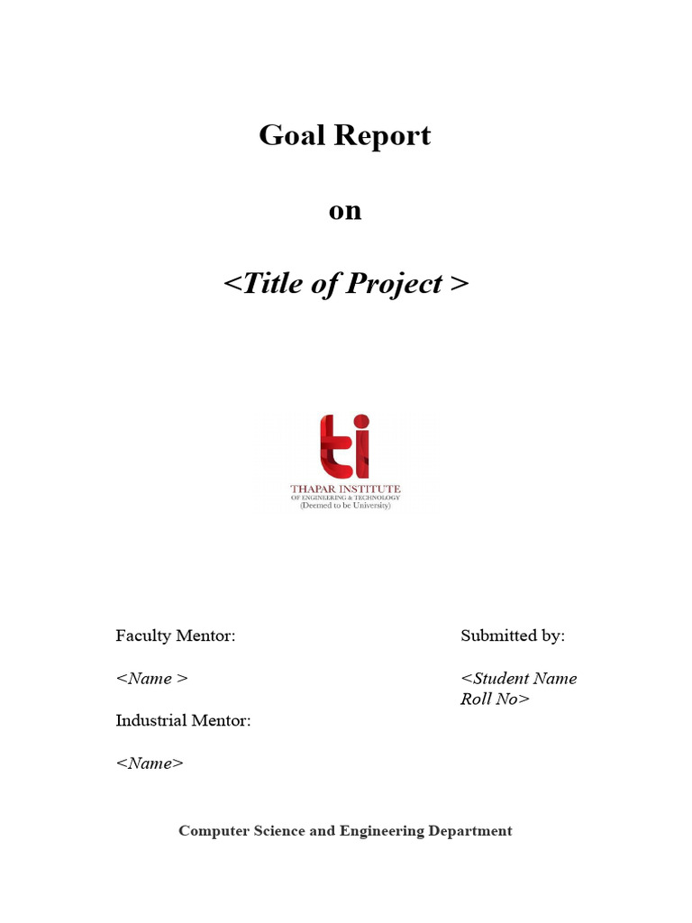 Project Goal Report Overview | PDF