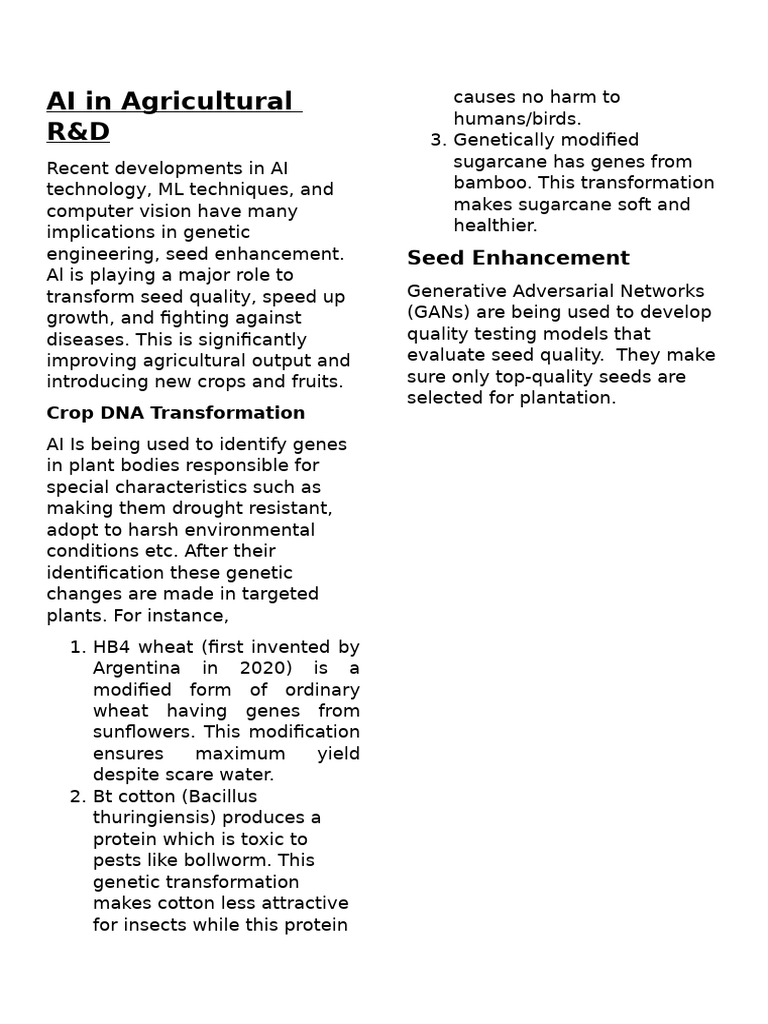 AI Transforming Agriculture R&D | PDF