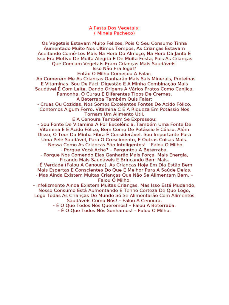 A Festa Dos Vegetais | PDF, image size:768x1024