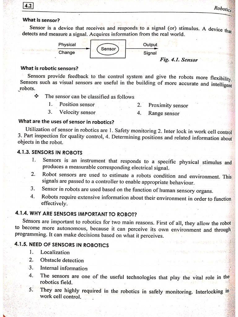 Foundation of Robotics-Sensors | PDF