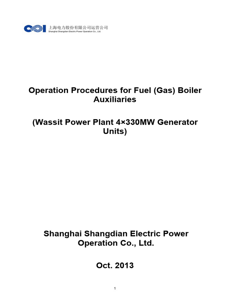 Operation Procedures For Fuel (Gas) Boiler Auxiliaries | PDF | Pump ...