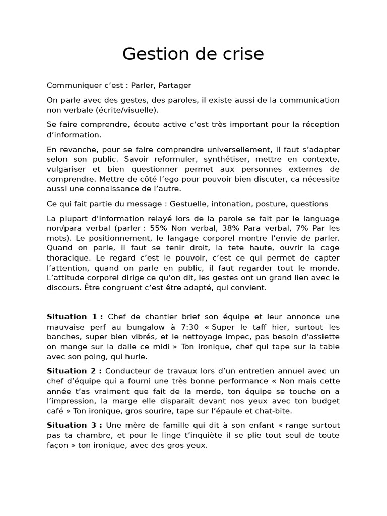 Communication efficace en gestion de crise | PDF | Communication non ...