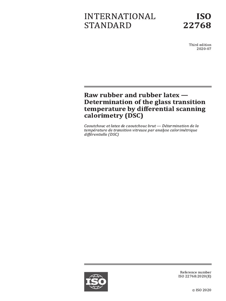 ISO 22768-1: Glass Transition Temp. | PDF | International Organization ...