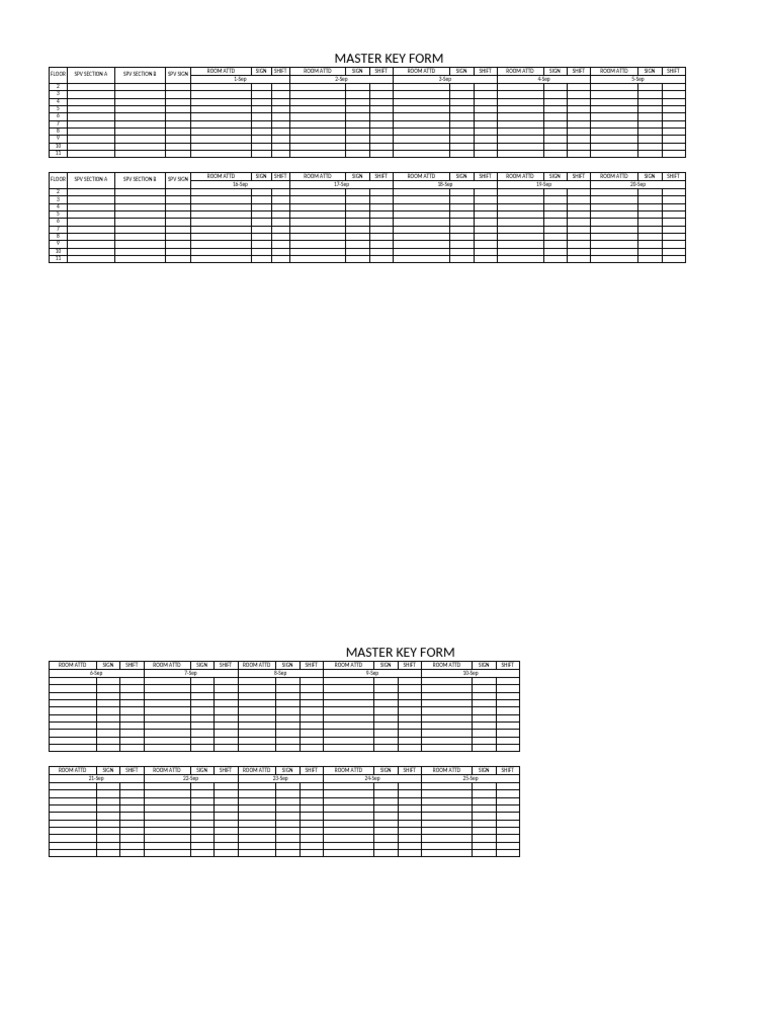 Master Key Attendance Log Form | PDF