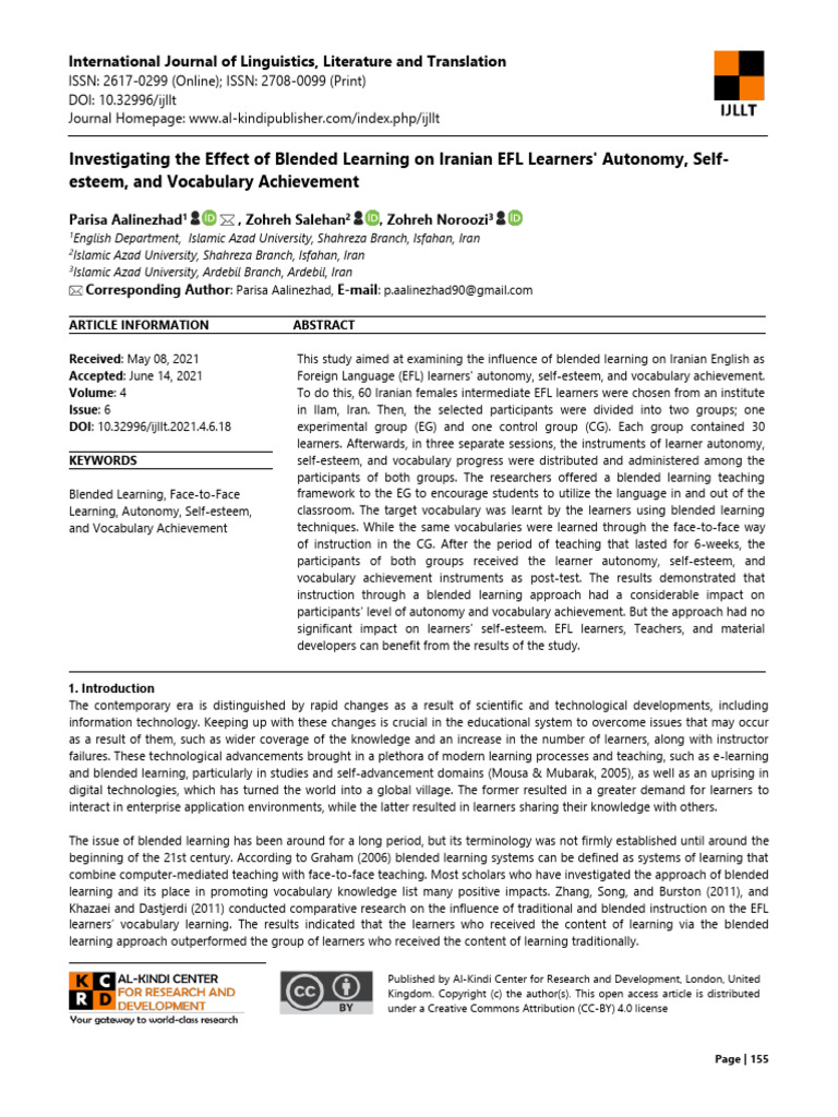 Effect of Blended On Autonomy | PDF | Learning | English As A Second Or ...