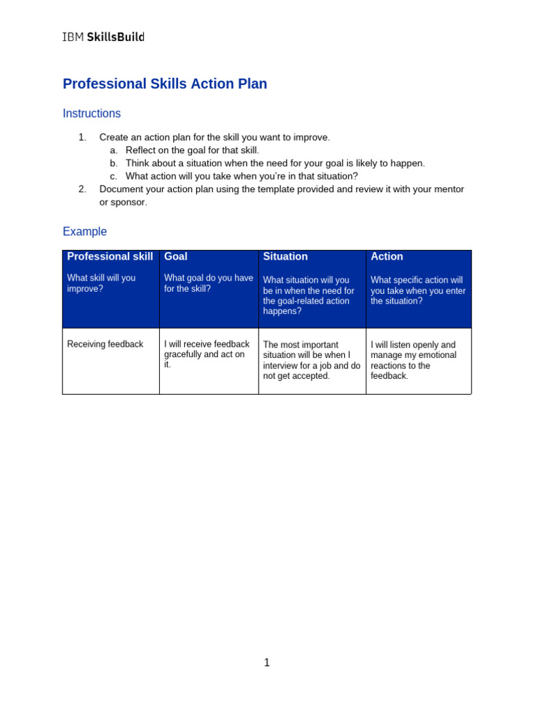 Professional Skills Improvement Plan | PDF