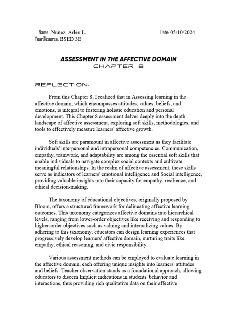 Affective Domain Assessment Strategies | PDF | Learning | Attitude ...