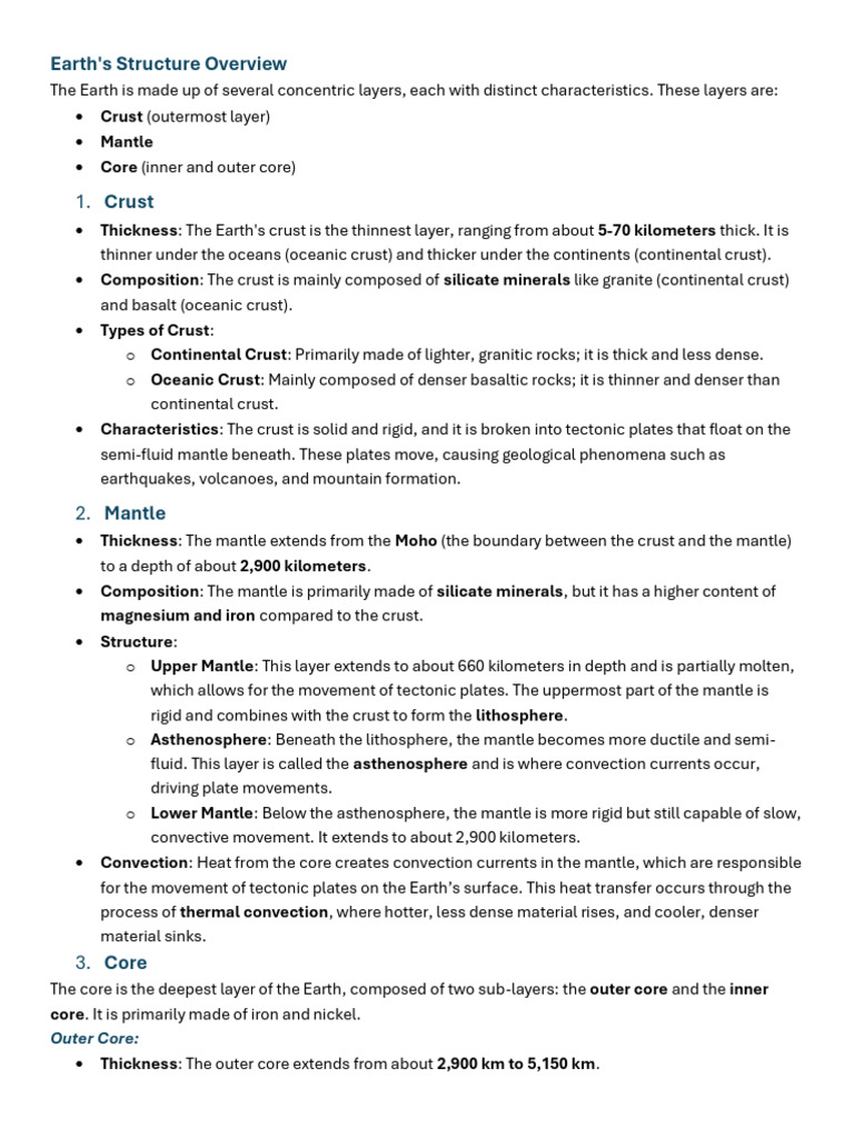 Earth's Layers and Landform Types | PDF | Volcano | Earthquakes