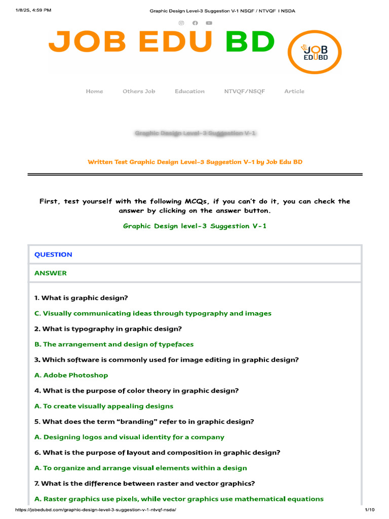 Graphies Design Answer Sheet | PDF