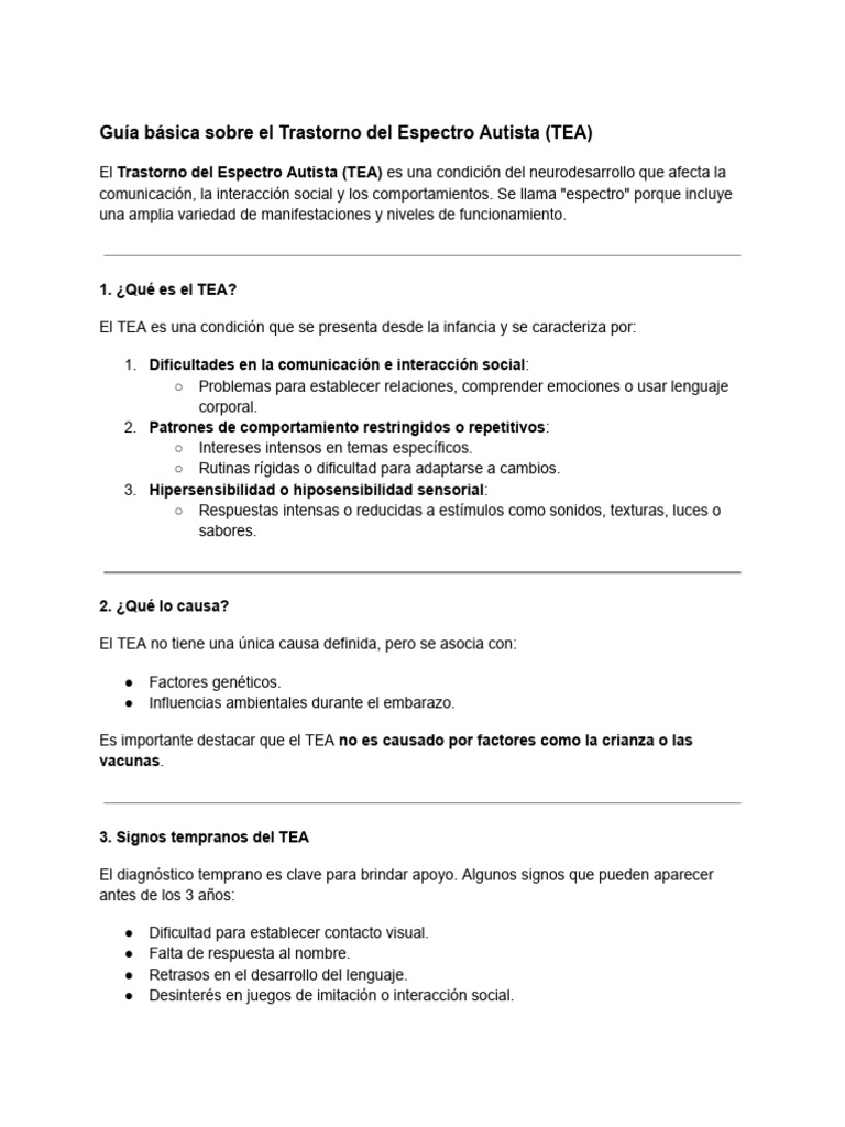 Guía Básica Sobre El Trastorno Del Espectro Autista (TEA) | PDF ...
