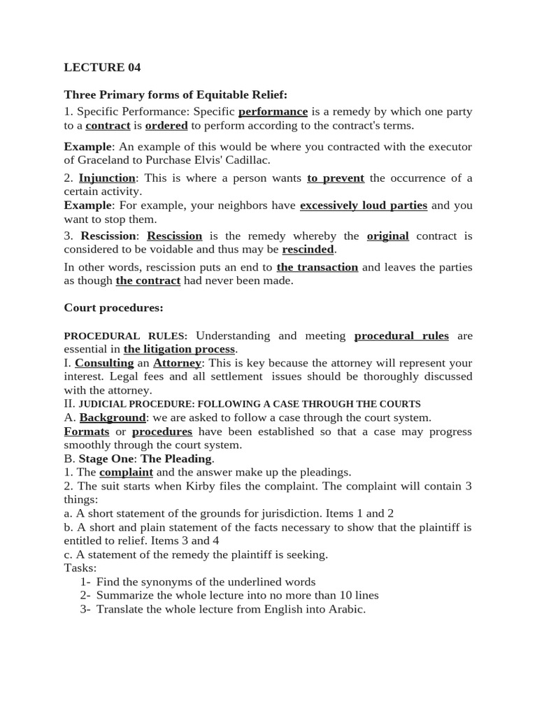 Equitable Relief and Court Procedures | PDF