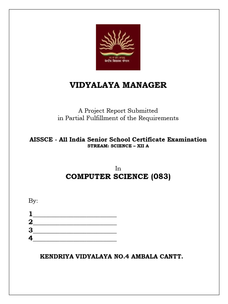 Vidyalaya Manager Project Report | PDF | System Software | Computer ...