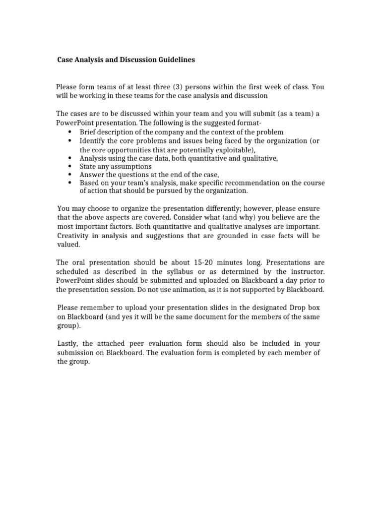 Case Analysis Team Presentation Guide | PDF | Qualitative Research ...