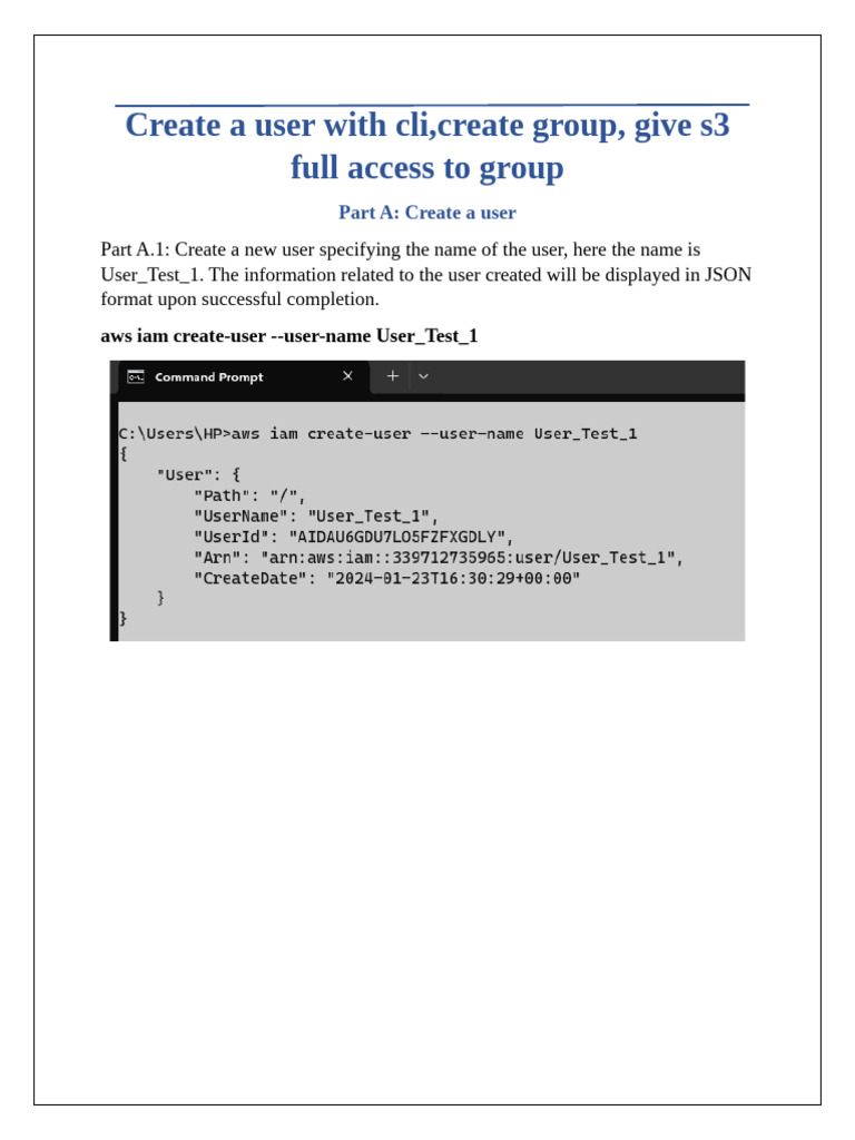 AWS CLI: Create User, Group, S3 Access | PDF | Command Line Interface ...