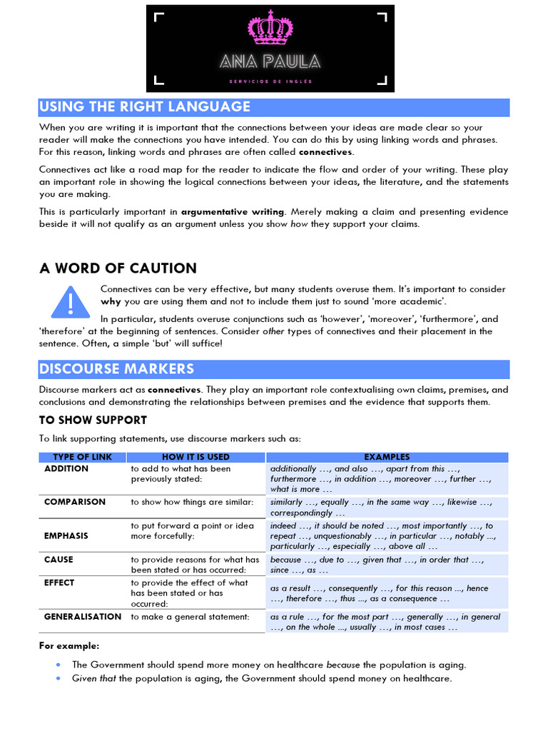 Linking Words | PDF | Linguistics | Grammar