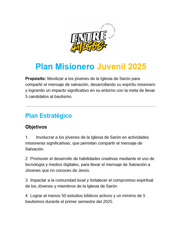 Plan Misionero Juvenil 2025 | PDF | Jesús | Iglesia Adventista del ...
