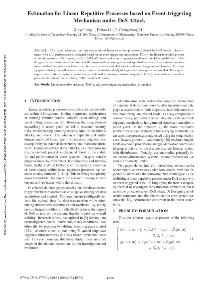 Estimation For Linear Repetitive Processes Based On Event-Triggering ...