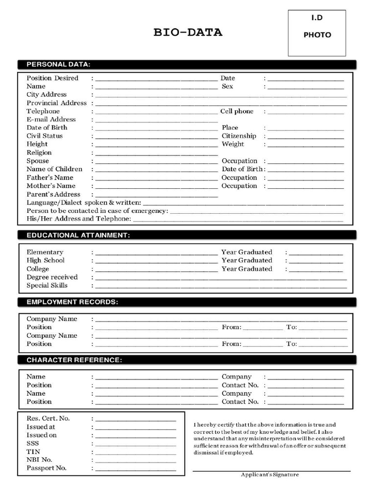Bio Data | PDF