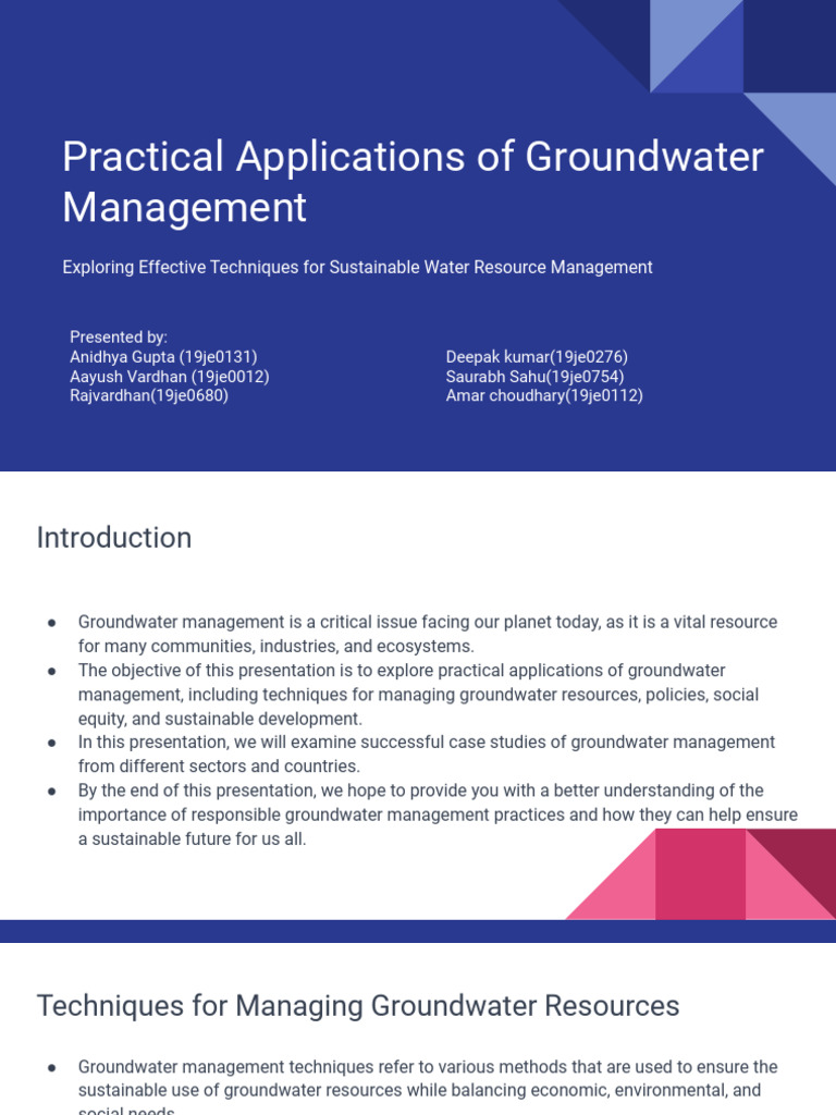 Sustainable Groundwater Management Techniques | PDF | Groundwater ...