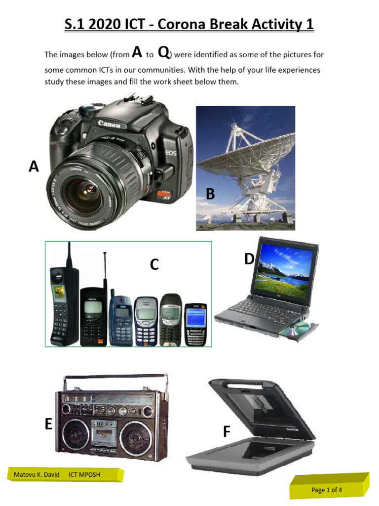 S.1 ICT Introduction To ICT Activity 1 | PDF