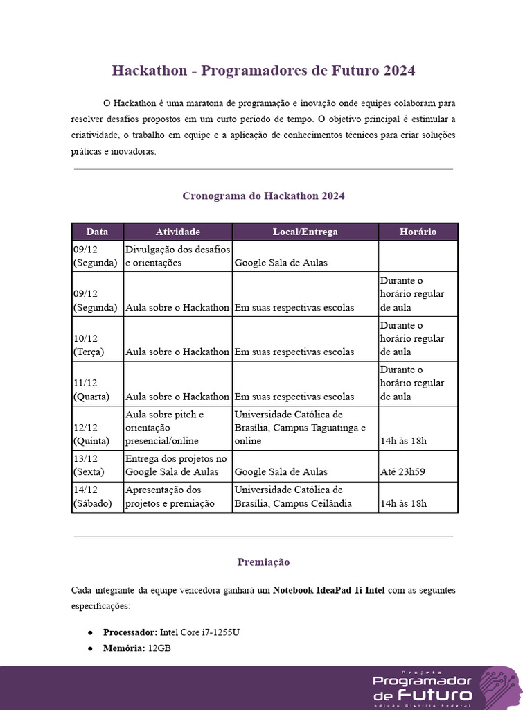 Hackathon 2024: Programação e Inovação | PDF | Informática ...