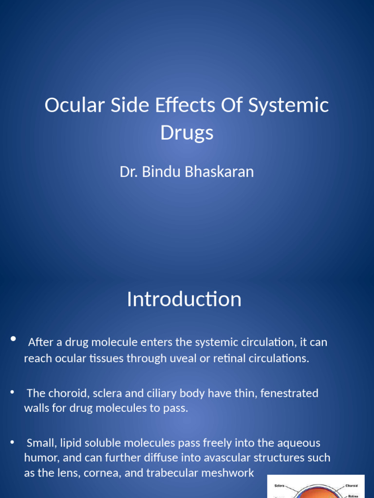 Ocular Effects of Systemic Medications | PDF | Cornea | Retina