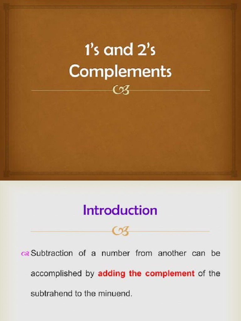 1's and 2's Complement | PDF