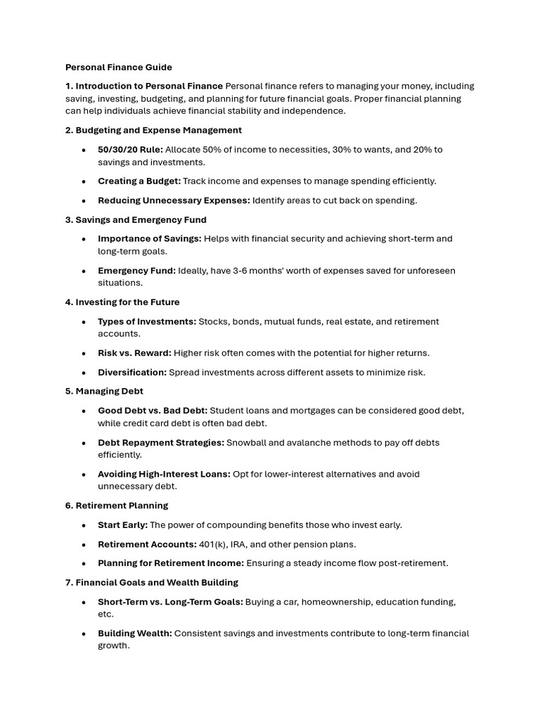 Personal Finance Guide | PDF