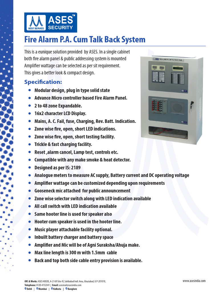 Fire Alarm & PA System Specifications | PDF | Battery Charger ...