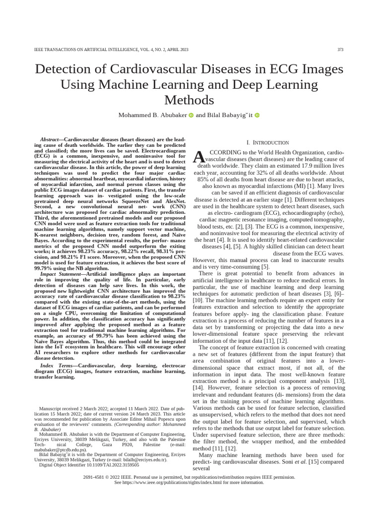 Detection of Cardiovascular | PDF | Deep Learning | Machine Learning
