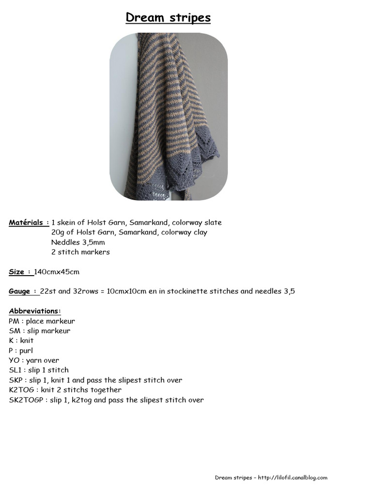 Chal Dream - Stripes - English - Pattern | PDF | Knitting | Knitting Needle