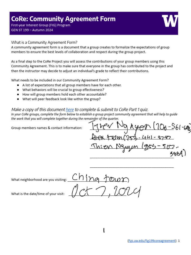 2024 CoRe Group Community Agreement (Fyp - Uw.edu - Fig199coreagreement ...
