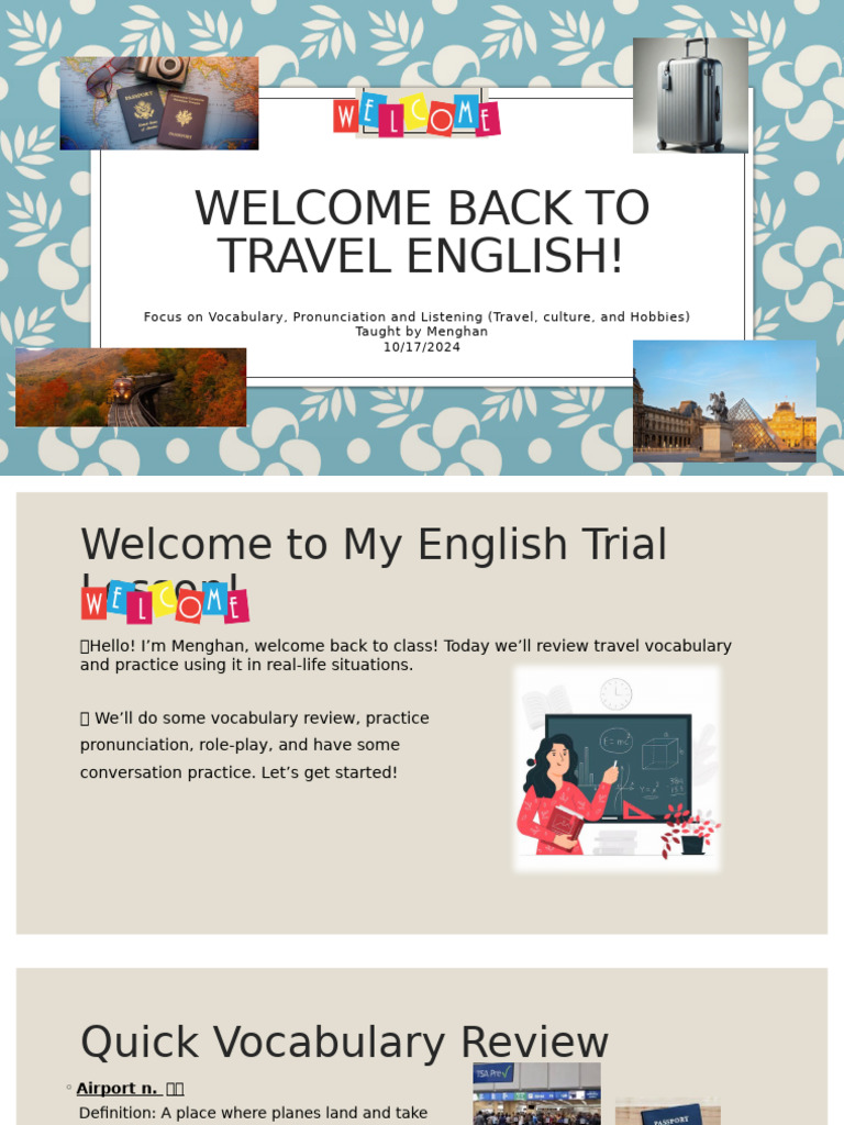 Travel English Vocabulary Lesson | PDF