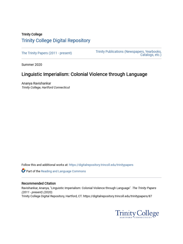 Linguistic Imperialism - Colonial Violence Through Language | PDF ...