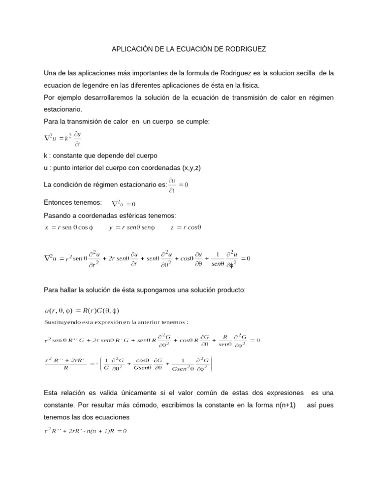 Aplicación de la Ecuación de Rodríguez en Calor | PDF