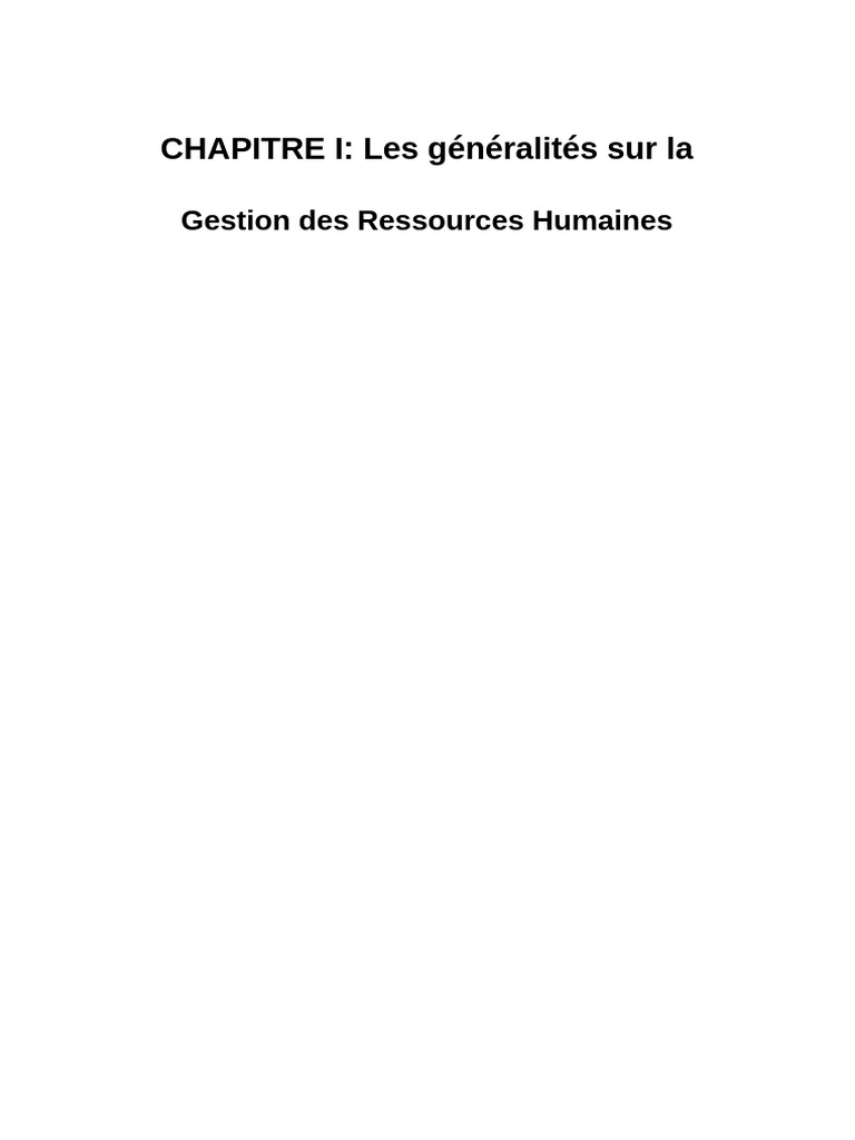 Généralités sur la GRH et ses fonctions | PDF | Recrutement | Gestion ...