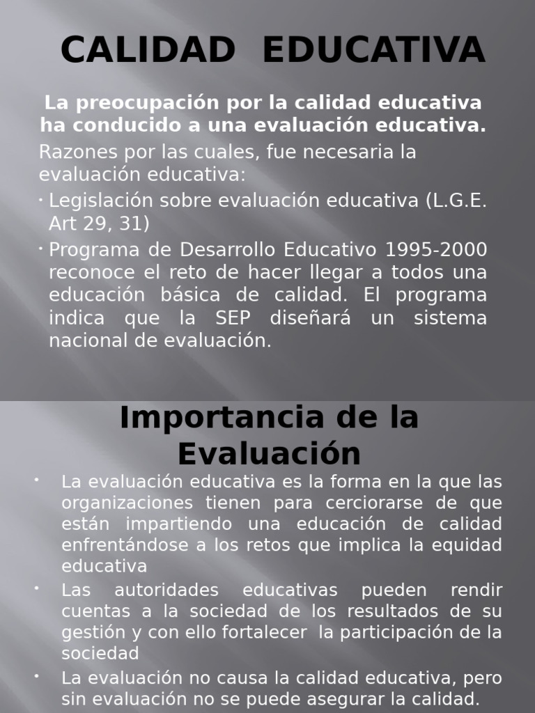 Evaluación y Calidad Educativa en México | PDF | Evaluación | Cognición