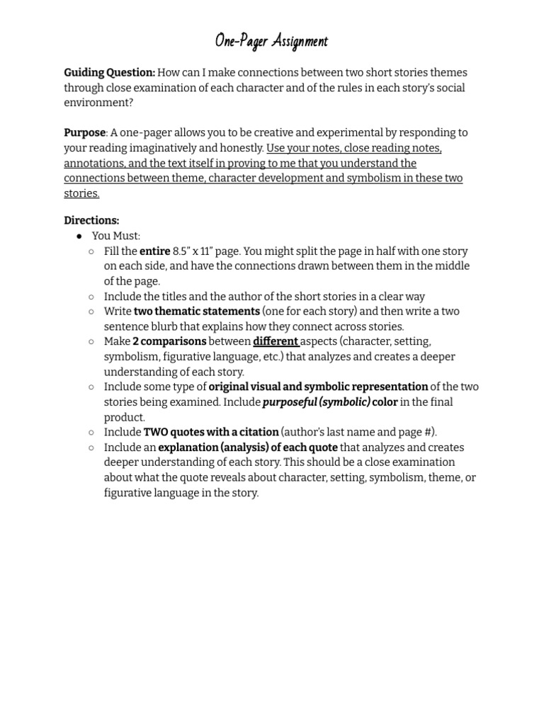 One-Pager Analysis of Two Stories | PDF | Communication | Human ...