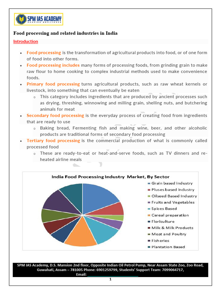 Food Processing and Related Industries in India | PDF | Food Processing