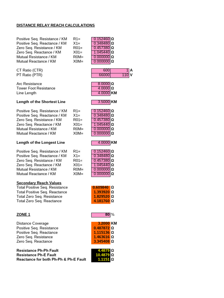 Distance Relay Reach Calculations | PDF | Electricity | Electromagnetism