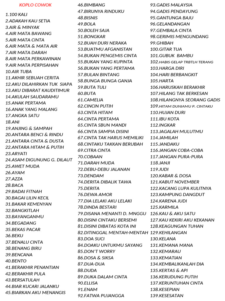 Kumpulan Lagu Cinta dan Kehidupan | PDF