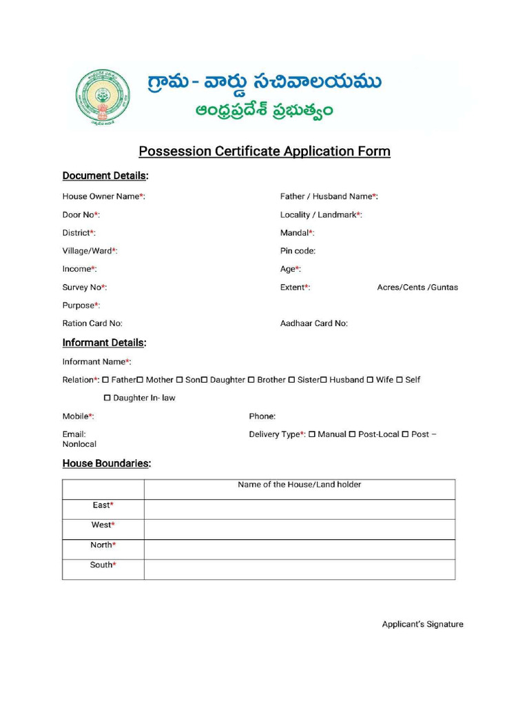 Possession Certificate | PDF