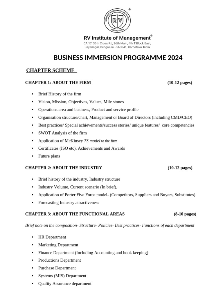 Business Immersion Programme 2024 Guide | PDF