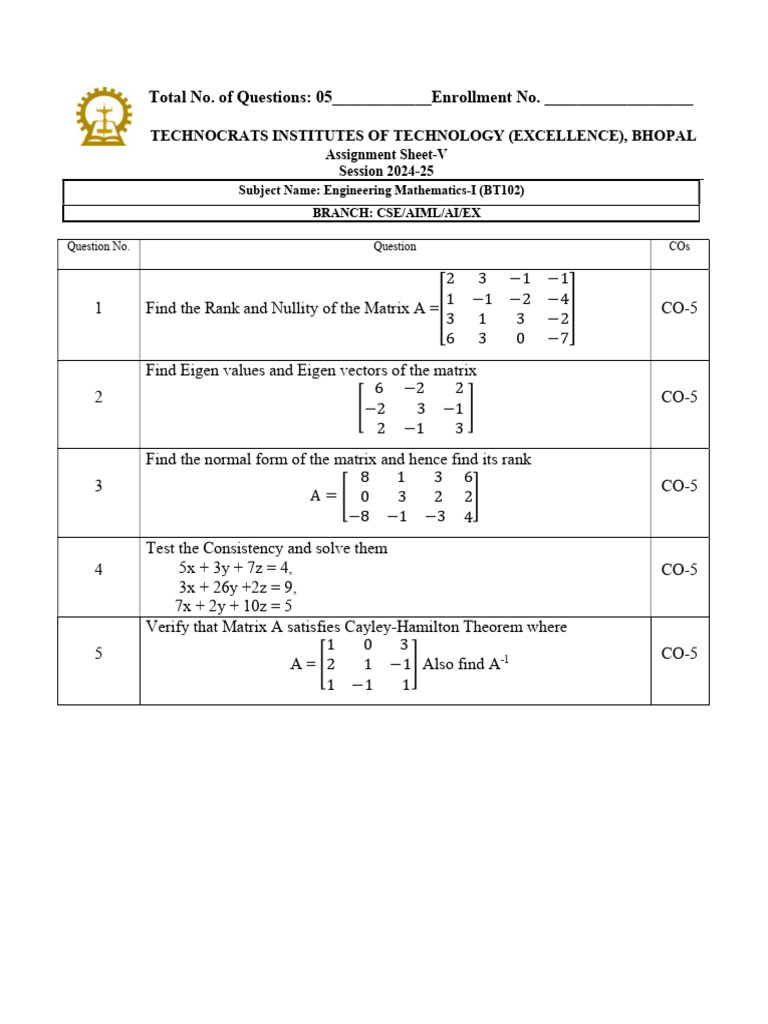 MATHS Notes For Engineering | PDF