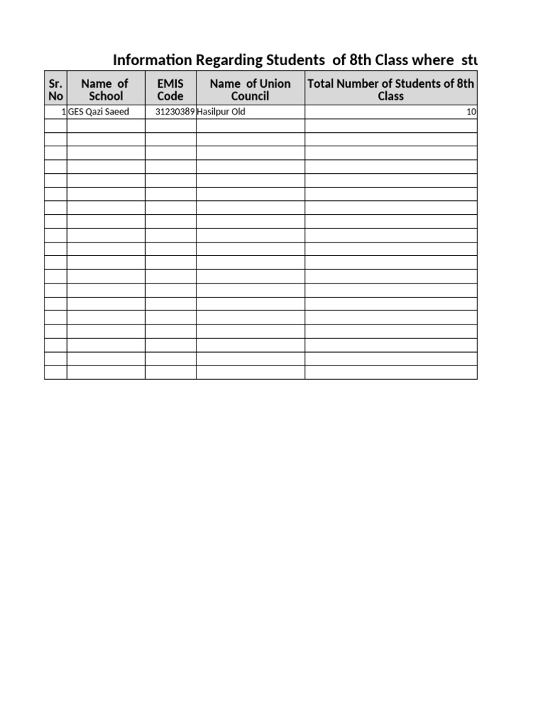 8th class enrollment pdf